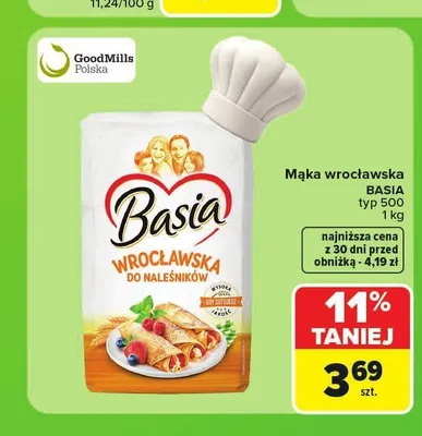 Mąka wrocławska Basia typ 500 promocja w Carrefour Market
