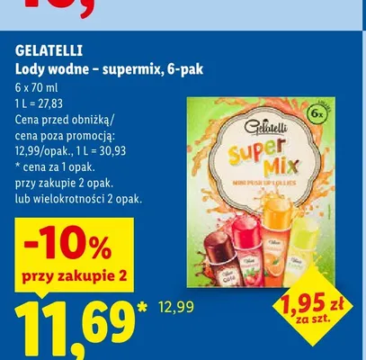 Lody wodne Gelatelli Supermix 6-pak promocja w Lidl