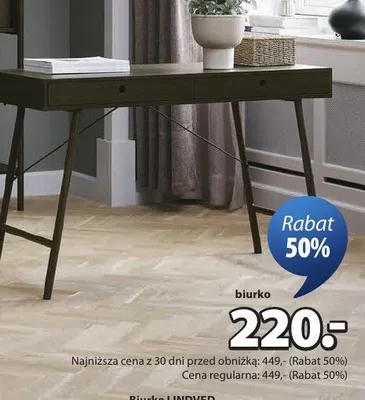 Biurko Lindved okleina i stal S48 x D120 x W76 cm promocja w Jysk