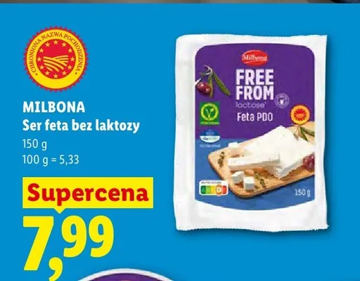 Ser feta bez laktozy Milbona Free From promocja w Lidl