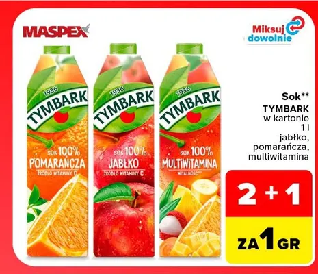 Sok jabłko Tymbark promocja w Carrefour
