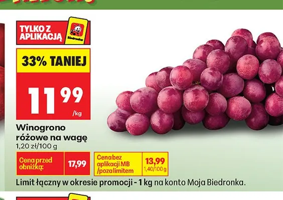 Winogrono różowe promocja w Biedronka