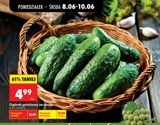 Ogórek gruntowy na wagę promocja w Biedronka