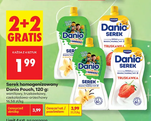 Serek homogenizowany Danio Pouch czekoladowo-orzechowy promocja w Biedronka