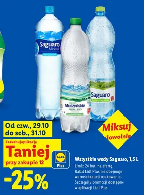 Woda gazowana Saguaro średnionasycona 1,5 l promocja w Lidl