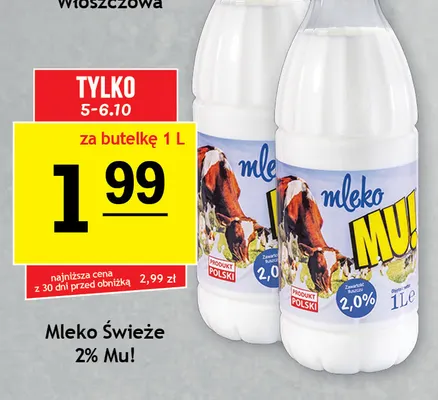 Mleko świeże Mu! 2% promocja w Gram Market