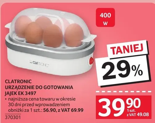Urządzenie do gotowania jajek Clatronic promocja w Selgros