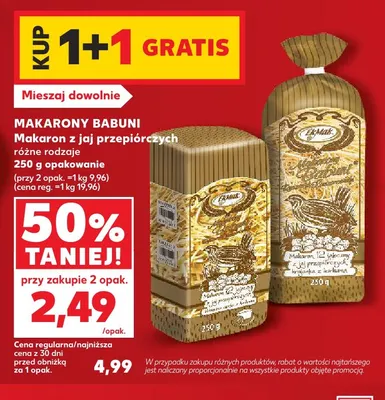 Makaron z jaj przepiórczych Makarony Babuni promocja w Kaufland