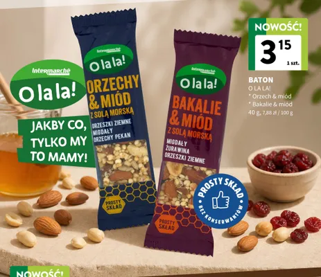 Baton Orzech & miód O la la! promocja w Intermarche