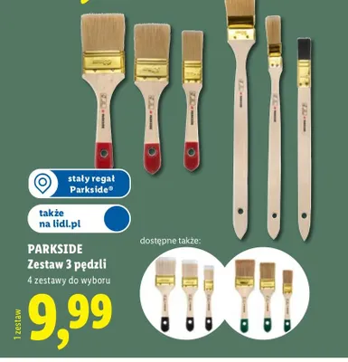 Zestaw 3 pędzli Parkside promocja w Lidl