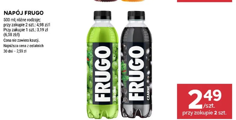 Napój Frugo czarne promocja w Stokrotka