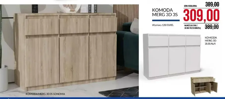Komoda Merg 3D 3S promocja w Abra Meble