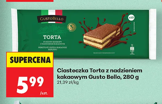 Ciasteczka Torta z nadzieniem kakaowym Gusto Bello promocja w Biedronka