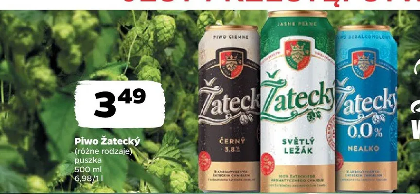 Piwo Żatecky różne rodzaje promocja w Netto
