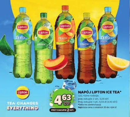Napój Lipton Ice Tea Green, Peach, Lemon różne rodzaje promocja w Stokrotka