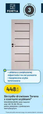 Skrzydło drzwiowe Toreno z czarnymi szybkami Fortia promocja w Castorama