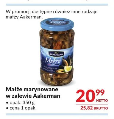 Małże marynowane w zalewie Aakerman promocja w Makro