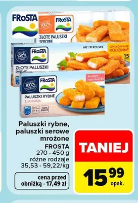 Paluszki rybne, paluszki serowe mrożone Frosta promocja w Carrefour Market