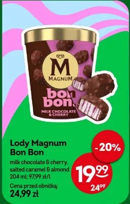 Lody Magnum Bon Bon milk chocolate & cherry promocja w Żabka