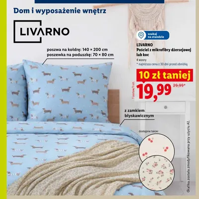 Pościel z mikrofibry dżersejowej LIVARNO poszwa 140x200cm poszewka 70x80cm z zamkiem błyskawicznym promocja w Lidl