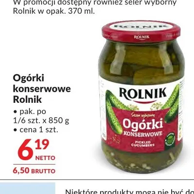 Ogórki konserwowe Rolnik promocja w Makro