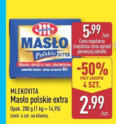 Masło polskie extra Mlekovita promocja w Aldi