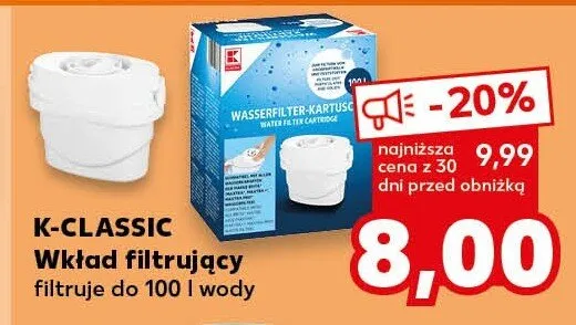 Wkład filtrujący K-Classic filtruje do 100l wody promocja w Kaufland