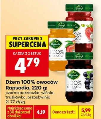 Dżem 100% owoców, różne rodzaje promocja w Biedronka