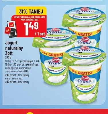 Jogurt naturalny Zott Primo promocja w POLOmarket