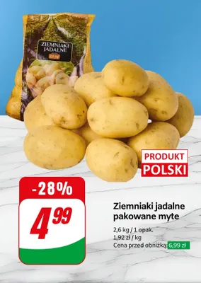 Ziemniaki jadalne pakowane myte promocja w Dino