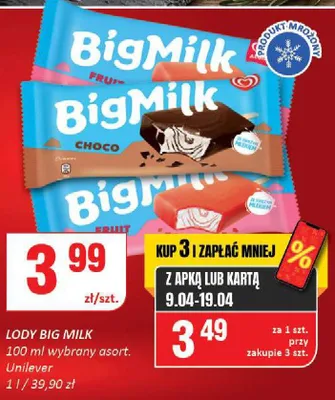 Lody Big Milk promocja w Chorten