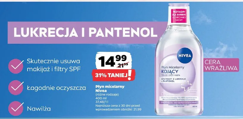 Płyn micelarny, różne rodzaje promocja w Netto