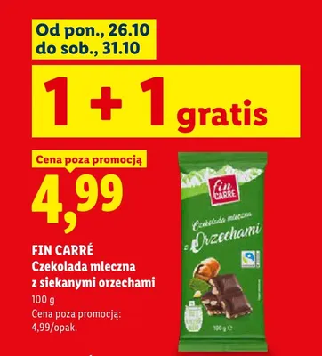 Czekolada mleczna z siekanymi orzechami Fin Carré promocja w Lidl