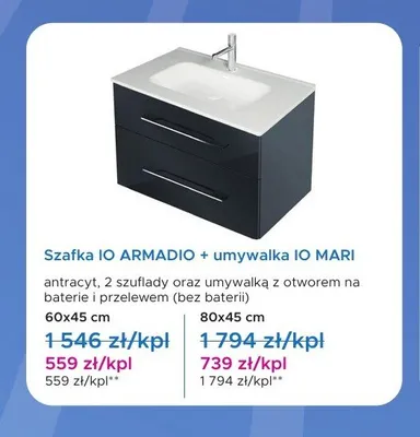 Szafka IO Armadio z umywalką IO Mari 60x45 cm promocja w Blu Salony Łazienek