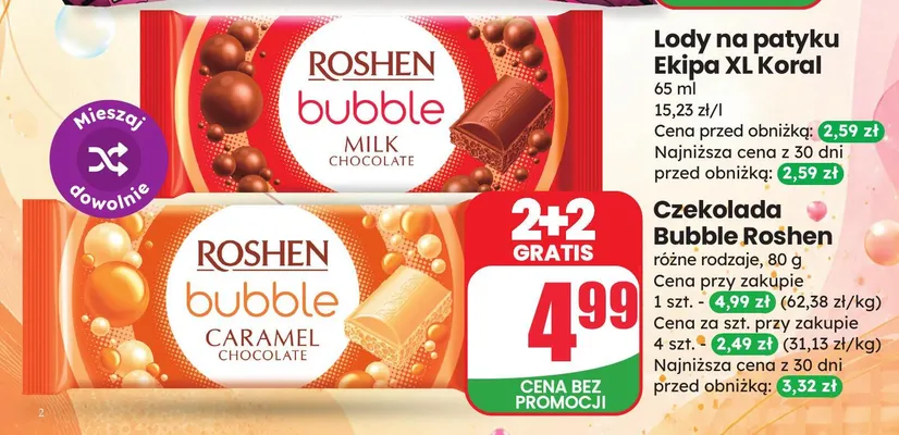 Czekolada mleczna Roshen Bubble promocja w Dino