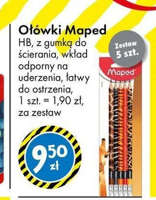 Ołówki Maped HB z gumką do ścierania promocja w Tedi