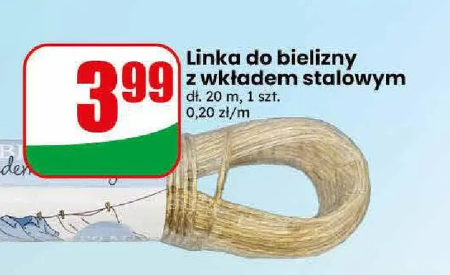 Linka do bielizny z wkładem stalowym dł. 20 m promocja w Dino