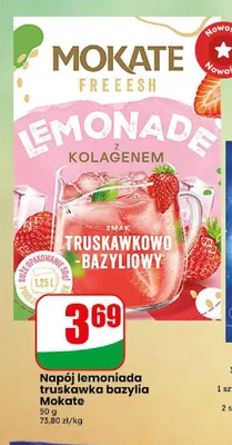 Napój lemoniada truskawka bazylia Mokate Freeesh promocja w Dino