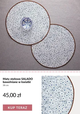 Maty stołowe Salado bawełniane w kwiatki 38 cm promocja w Homla