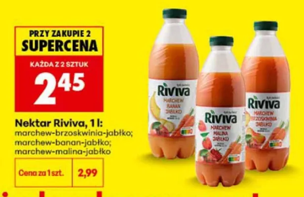 Nektar Riviva marchew-banan-jabłko promocja w Biedronka