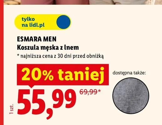 Koszula męska z lnem Esmara Men promocja w Lidl