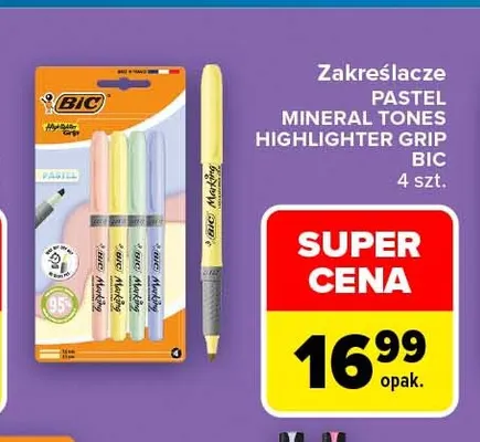 Zakreślacze Pastel Mineral Tones Highlighter Grip BIC promocja w Carrefour