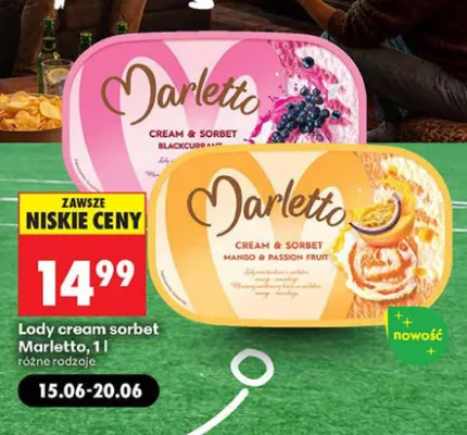 Lody cream sorbet Marletto Mango & Passion Fruit promocja w Biedronka