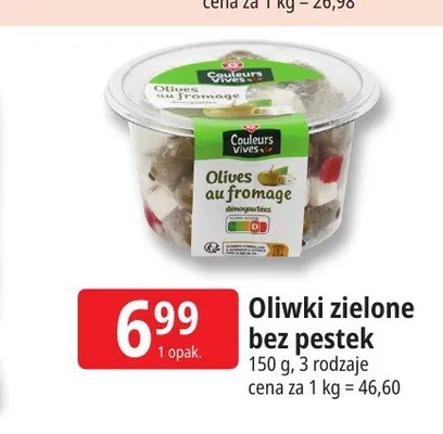 Oliwki zielone bez pestek Couleurs Vives promocja w Leclerc