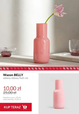 Wazon Belly szklany różowy 9x21 cm promocja w Homla