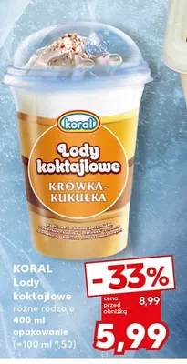 Lody koktajlowe Krówka-Kukułka Koral promocja w Kaufland
