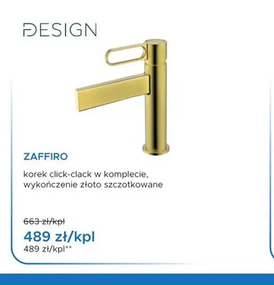 Bateria umywalkowa stojąca Design Zaffiro złoto szczotkowane promocja w Blu Salony Łazienek