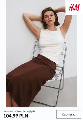 Satynowa spódnica bez zapięcia H & M promocja w H&M