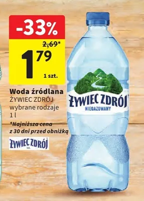 Woda źródlana Żywiec Zdrój promocja w Intermarche