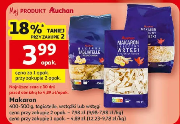 Makaron fagistelle, wstążki lub wstęgi promocja w Auchan